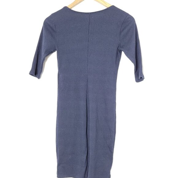 Hollister Navy Blue Ribbed Knit Cotton Blend V-Neck Pullover Dress Size XS - Picture 6 of 9